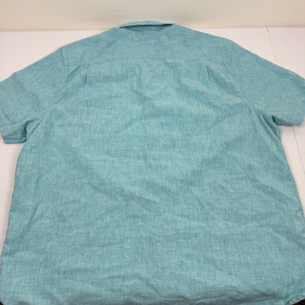 Tommy Bahama Mens XXL Aqua Teal Linen Blend‎ Short Sleeve Button Front Shirt - Picture 11 of 11